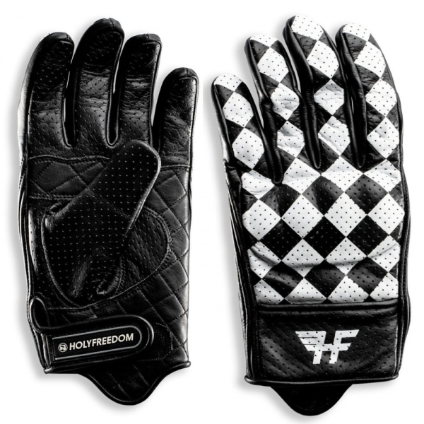 HOLY FREEDOM MOTORCYCLE GLOVE BULLITT BLACK AND WHITE